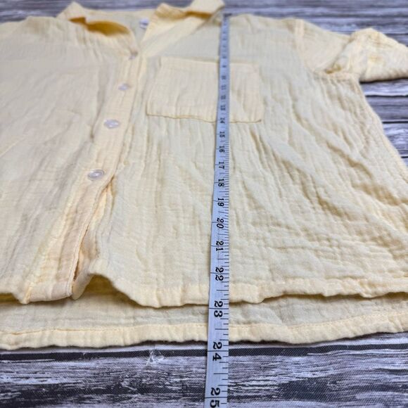 Stars Above Women's Button Down Blouse Shirt XS Extra Small Light Butter Yellow - Picture 10 of 13